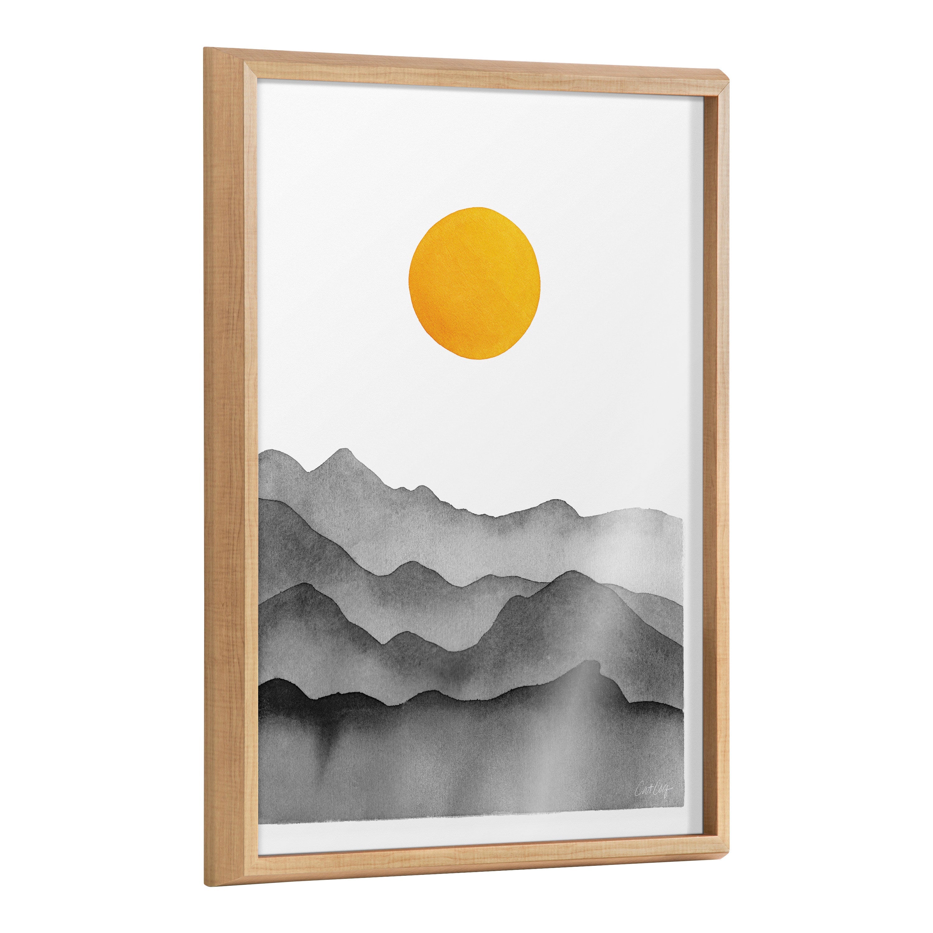 Blake Black Yellow Mountain Range Silhouette Framed Printed Glass by kateandlaurel - product image 20 for Resin Society