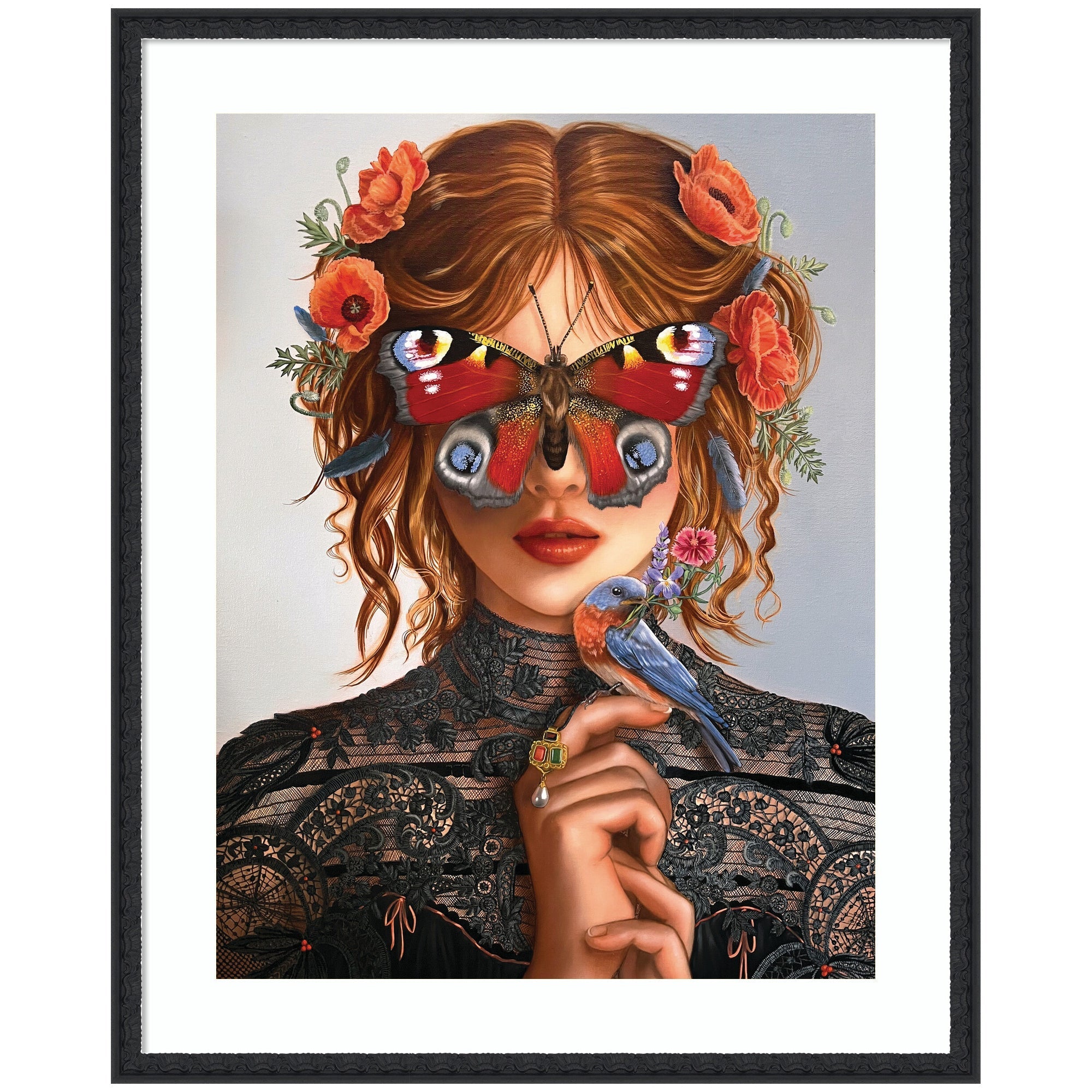 Dreamer by Charlotte Brindley framed wall art print in Bethany Black frame