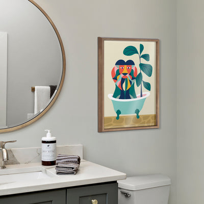 Blake Mid Century Modern Lion in Bathtub Framed Printed Glass by kateandlaurel - product image 15 for Resin Society