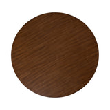 Round coffee table top with smooth, medium brown wood grain and subtle natural texture, viewed directly from above.