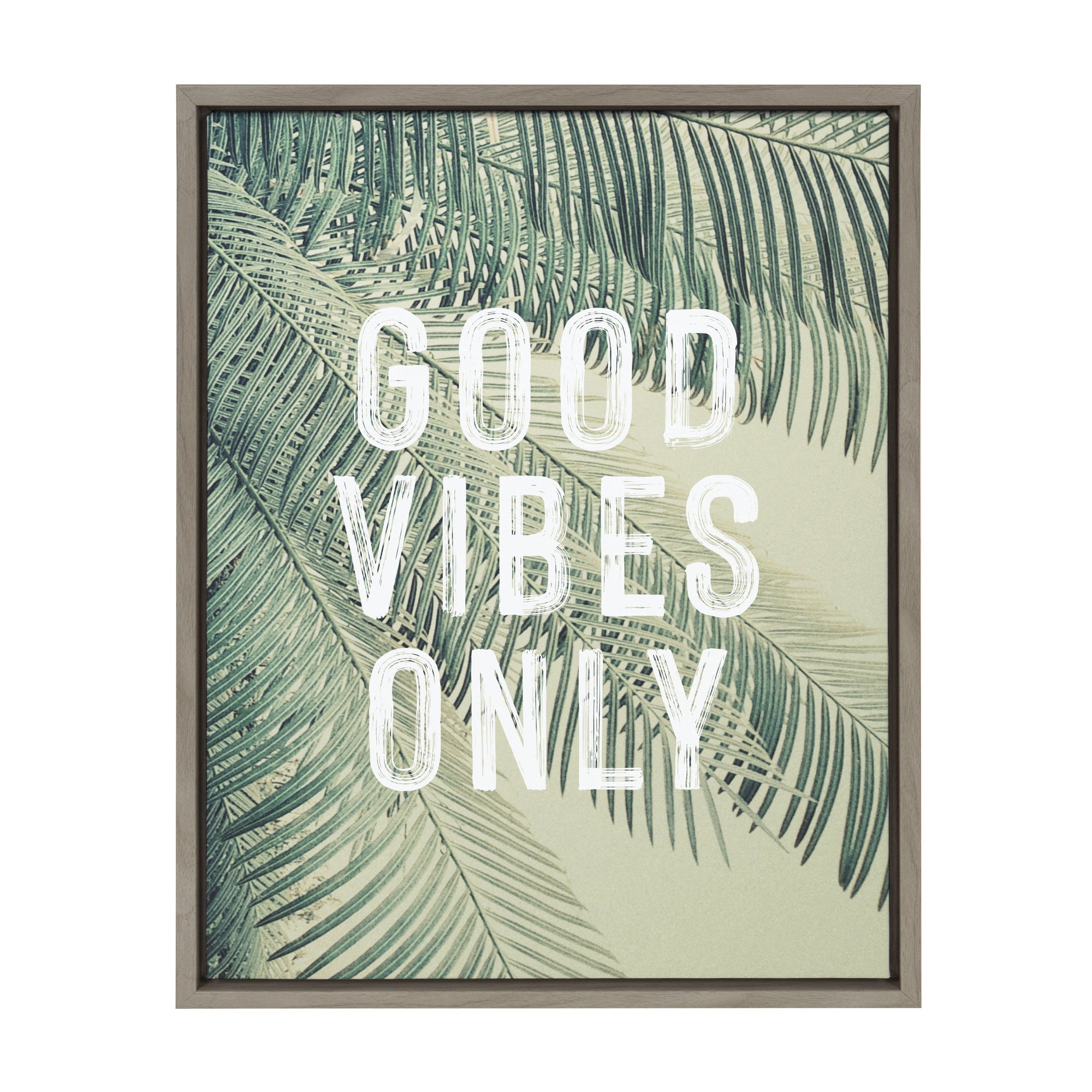 Sylvie Vintage Tropical Palms Good Vibes Only Framed Canvas by The by kateandlaurel - product image 9 for Resin Society