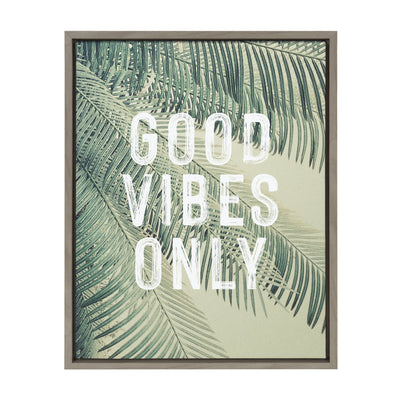 Sylvie Vintage Tropical Palms Good Vibes Only Framed Canvas by The by kateandlaurel - product image 9 for Resin Society