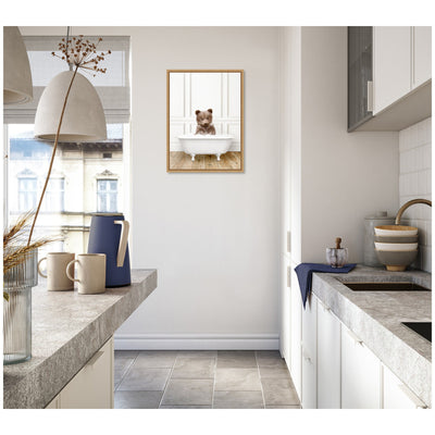 Sylvie Bear Cub in Traditional Vintage Bathtub Framed Canvas by Amy Peterson