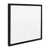 Square blank white canvas with a slim black frame viewed from a slight angle, showing its depth and clean minimalist design.