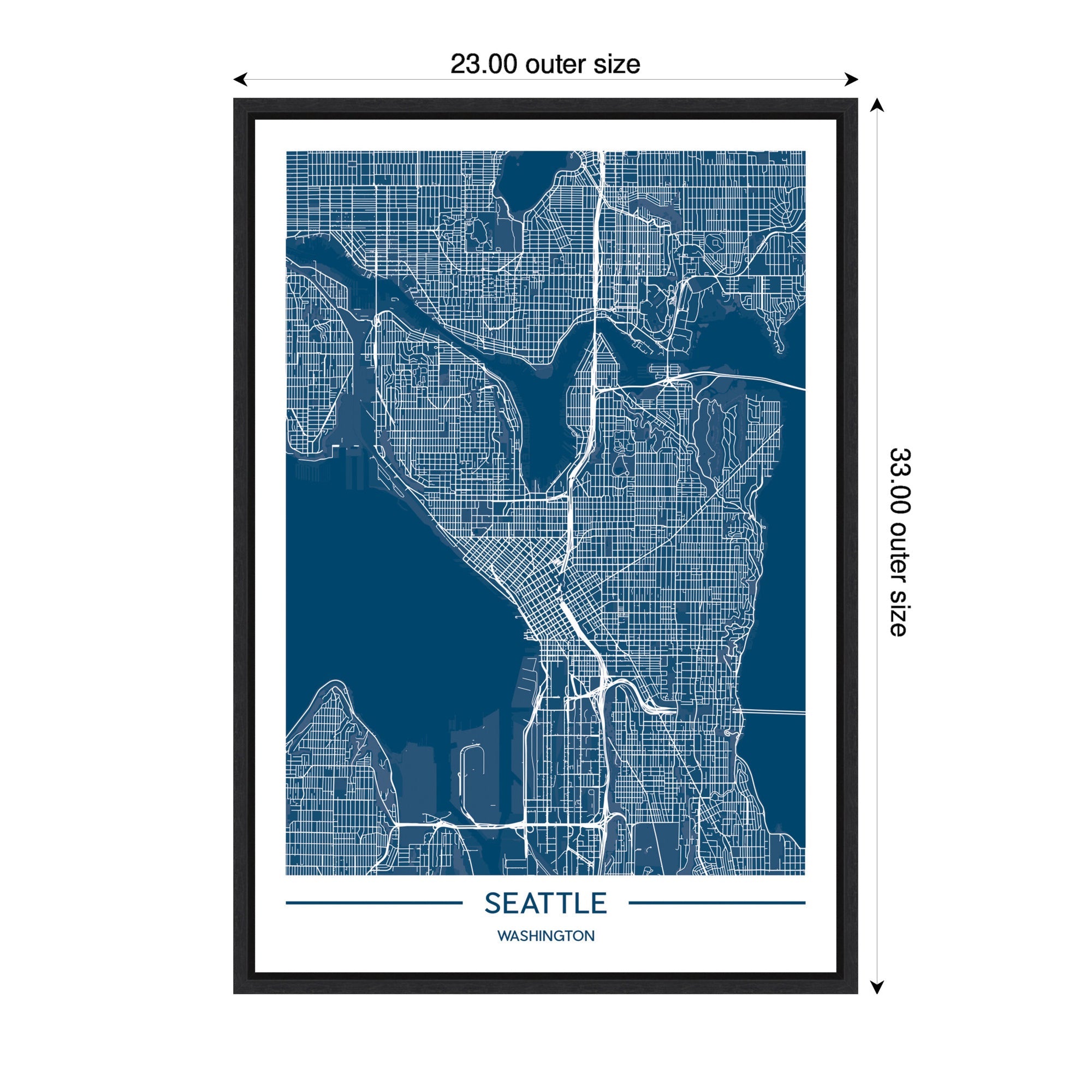 Sylvie Seattle Map Framed Canvas by Jake Goossen