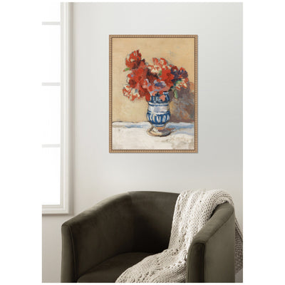 Flowers in a Blue Vase by Christopher Wood by Nostalgia Prints Framed Canvas Wall Art Print