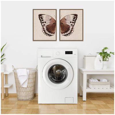 Sylvie Retro Butterfly Watercolor - 2 Piece Framed Canvas Art Set by The Creative Bunch Studio