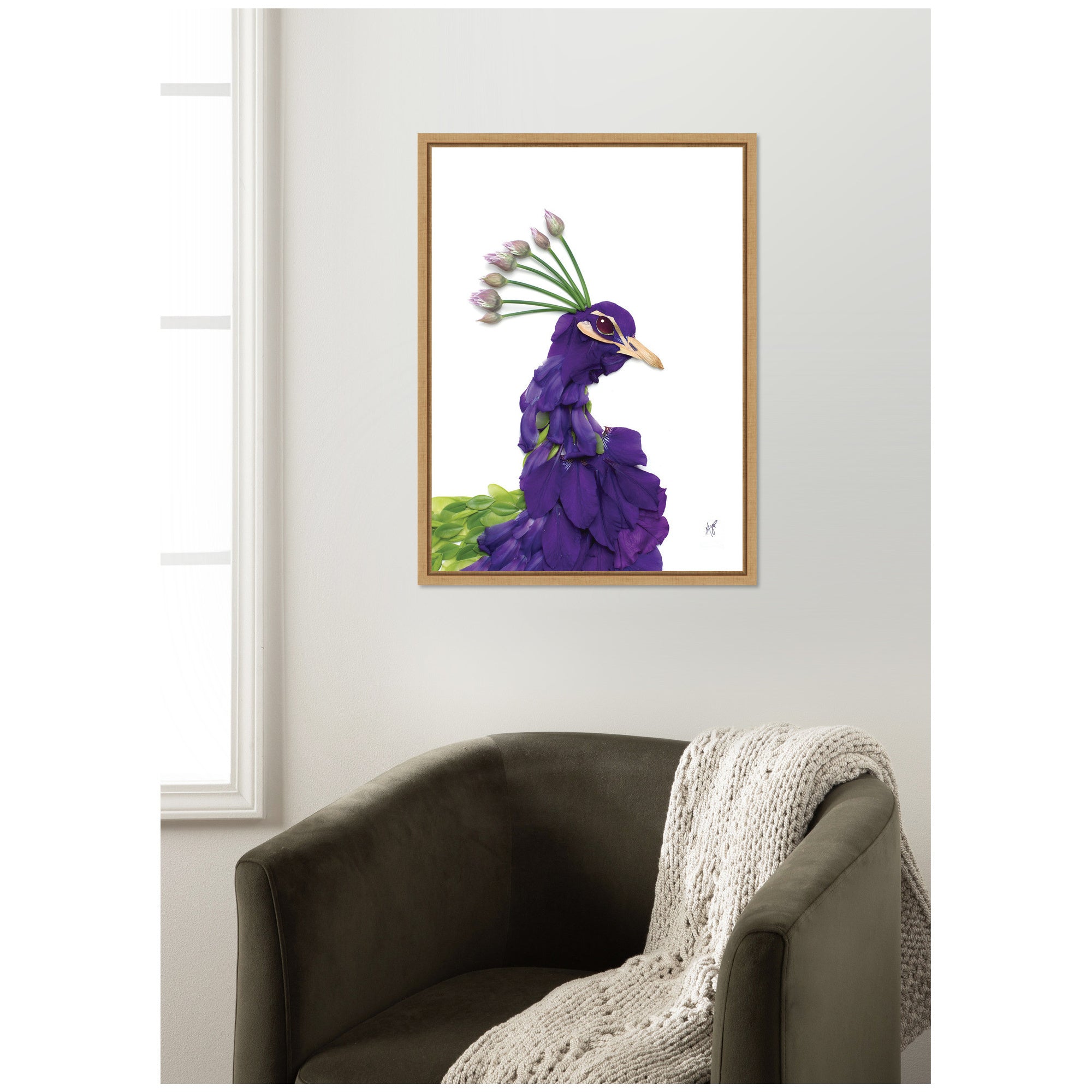 Peacock by Madeline Jeppesen Framed Canvas Wall Art Print