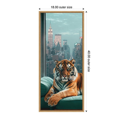 Sylvie Graceful Tiger in New York Framed Canvas by Michael Schauer