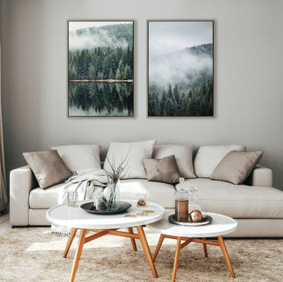 Sylvie Evergreens In Fog Framed Canvas by Emiko and Mark Franzen of F2Images