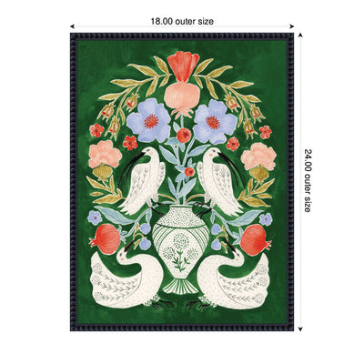 Floral Folklore Ibises and Swan by Jill Labieniec Framed Canvas Wall Art Print