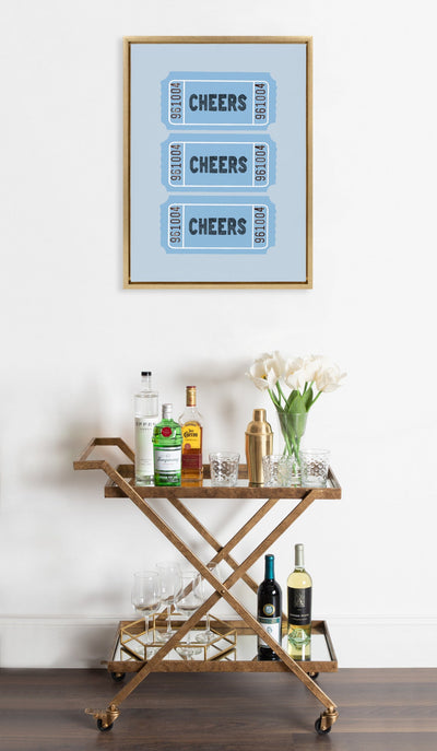 Sylvie Cheers Blue Ticket Framed Canvas by Alli Standefer