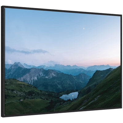 Framed canvas art of a moonrise over a mountain lake in the German Alps by Michael Schauer.