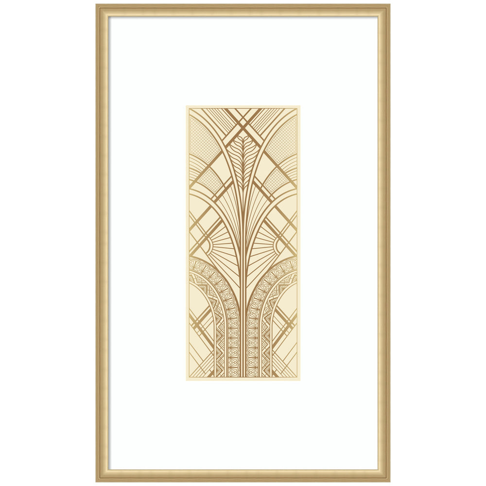 Retro Art Deco Glam Abstract framed wall art print with Florence Gold frame