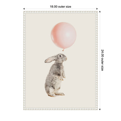 Sylvie The Bunny and the Pink Balloon Framed Canvas by July Art Prints