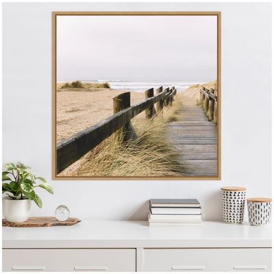 Sylvie Coastal Beach Grass Boardwalk to the Ocean Framed Canvas by Patricia Hasz