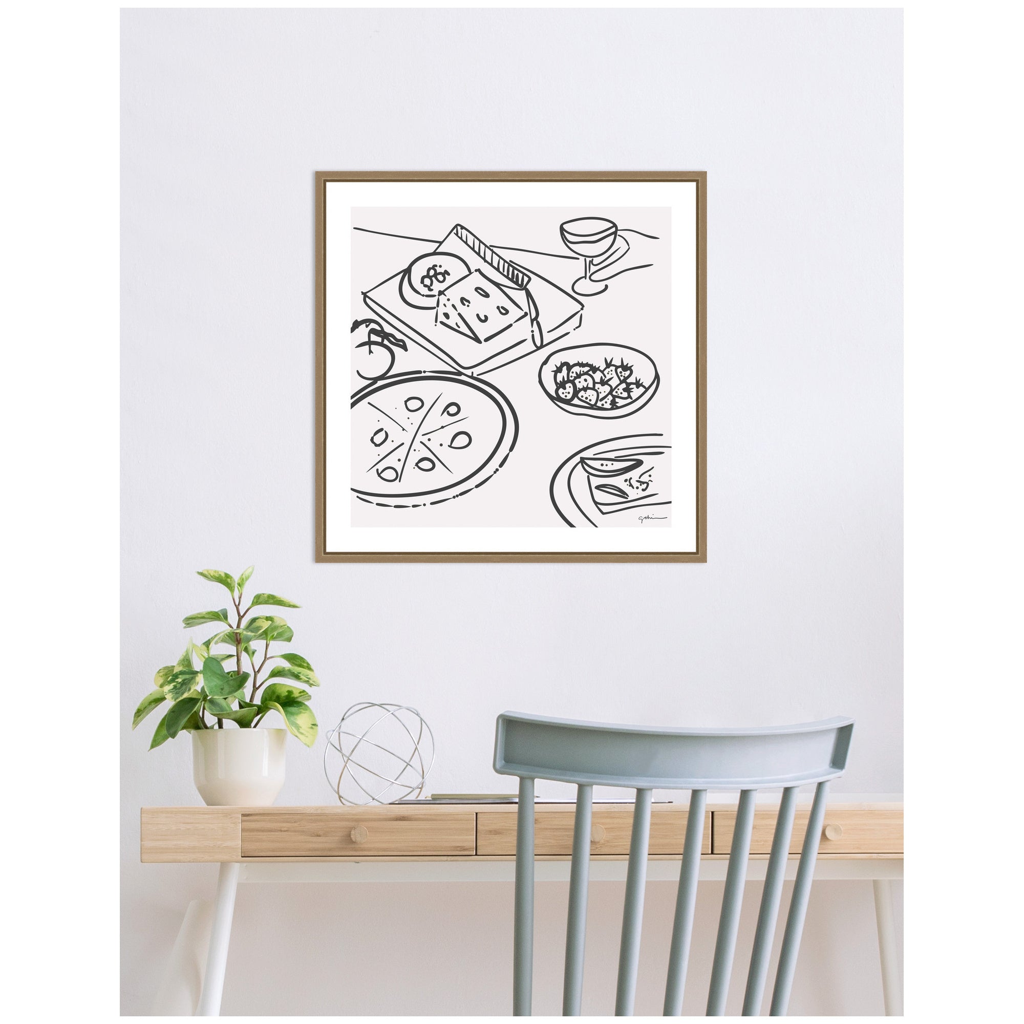 Dinner Club by Gabrielly Guedes Framed Canvas Wall Art Print