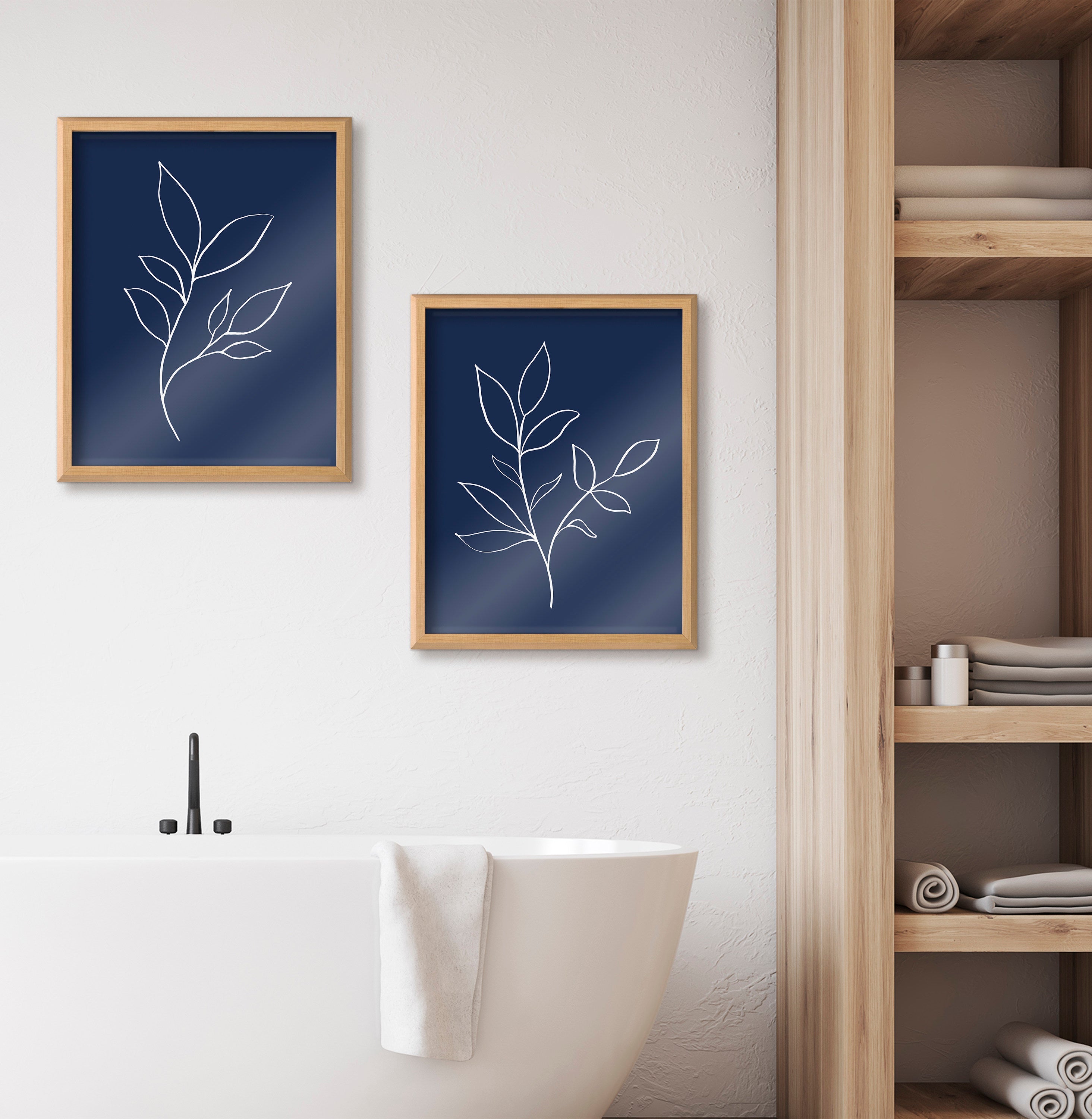Blake Modern Blue Botanical Line Sketch Print 2 Framed Printed Glass by by kateandlaurel - product image 19 for Resin Society