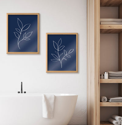 Blake Modern Blue Botanical Line Sketch Print 2 Framed Printed Glass by by kateandlaurel - product image 19 for Resin Society