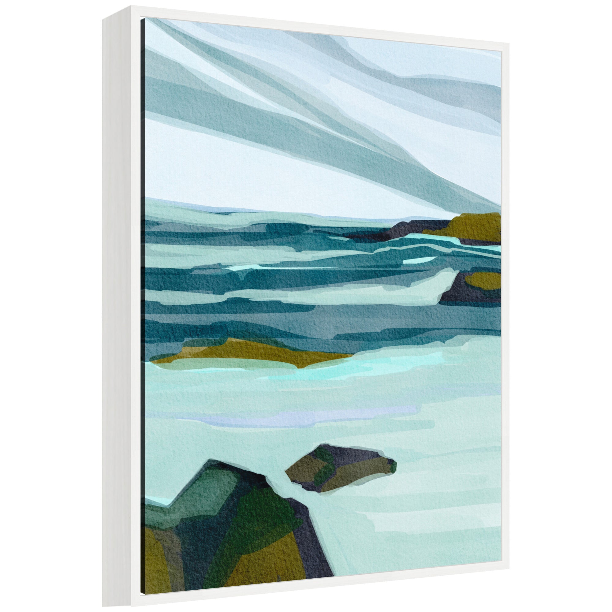 Sylvie Ocean Breeze Framed Canvas by Nikita Jariwala
