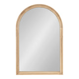 Rectangular wall mirror with an arched top and a natural light wood frame with subtle grain patterns