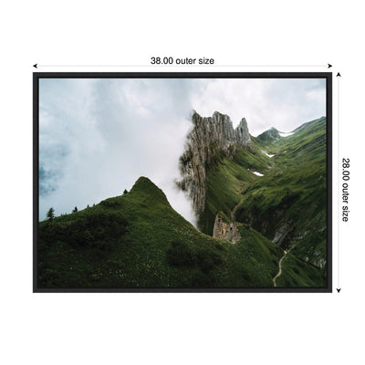 Sylvie Mountain Ridge and Green Meadow on a Cloudy Day Framed Canvas by Michael Schauer
