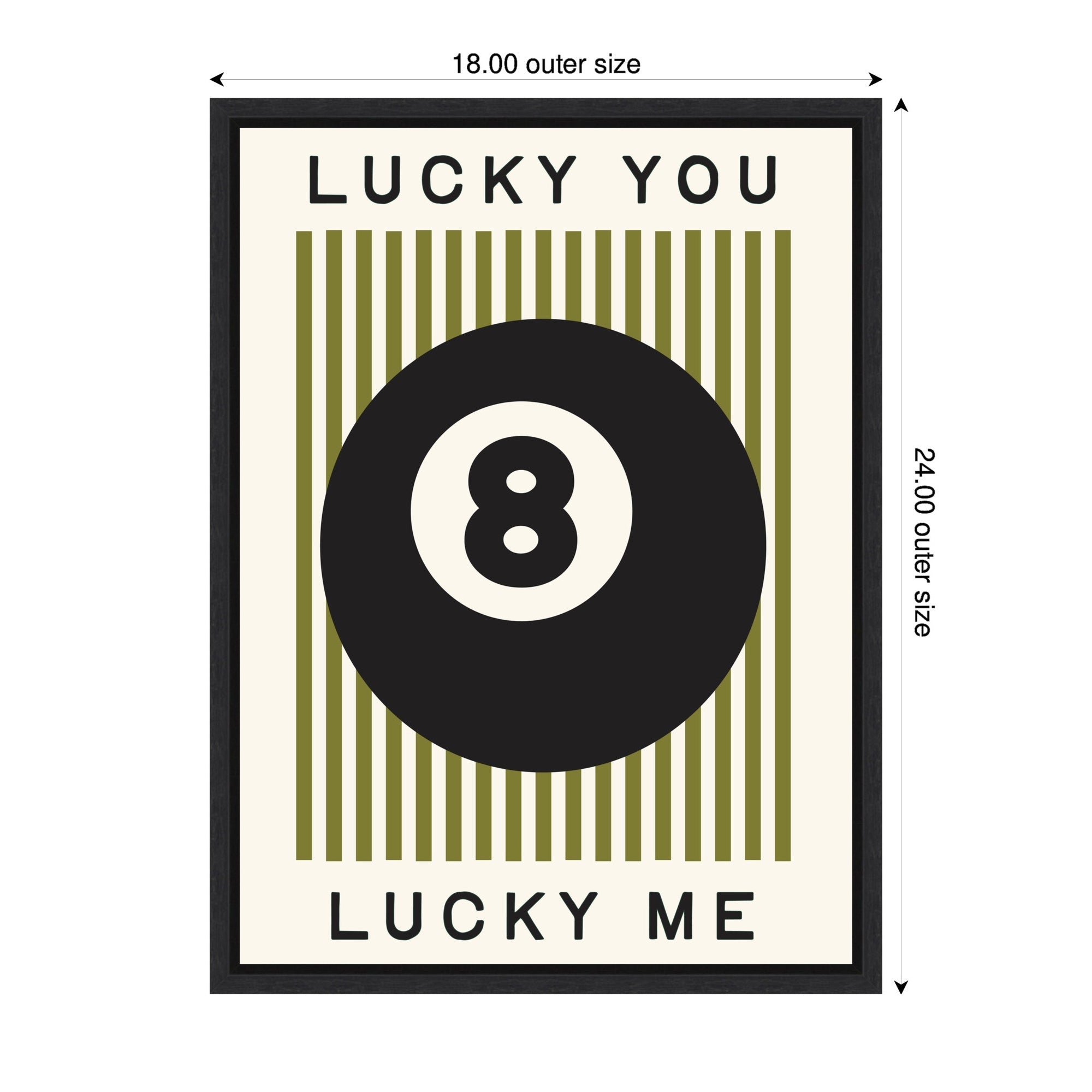 Lucky You Lucky Me Green Striped 8 Ball Print by Lucky Guava - Framed Canvas Wall Art