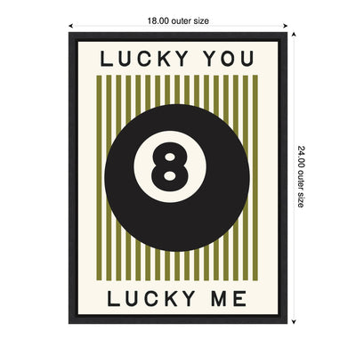 Lucky You Lucky Me Green Striped 8 Ball Print by Lucky Guava - Framed Canvas Wall Art