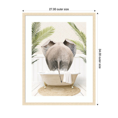 Elephant Back in Palm Bathtub by Amy Peterson Framed Wall Art Print