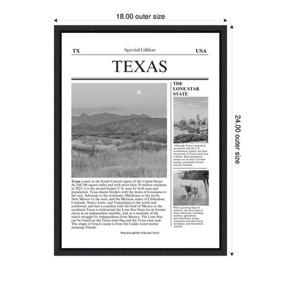 Texas Article by Megan Ryan Framed Canvas Wall Art Print