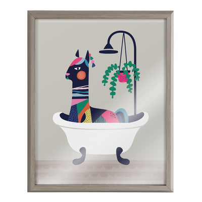 Blake Mid Century Modern Llama in the Tub Framed Printed Glass by kateandlaurel - product image 2 for Resin Society