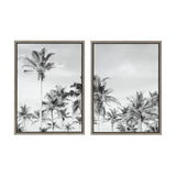 Sylvie Coastal Coconut Palm Tree Beach BW Framed Canvas Set by The