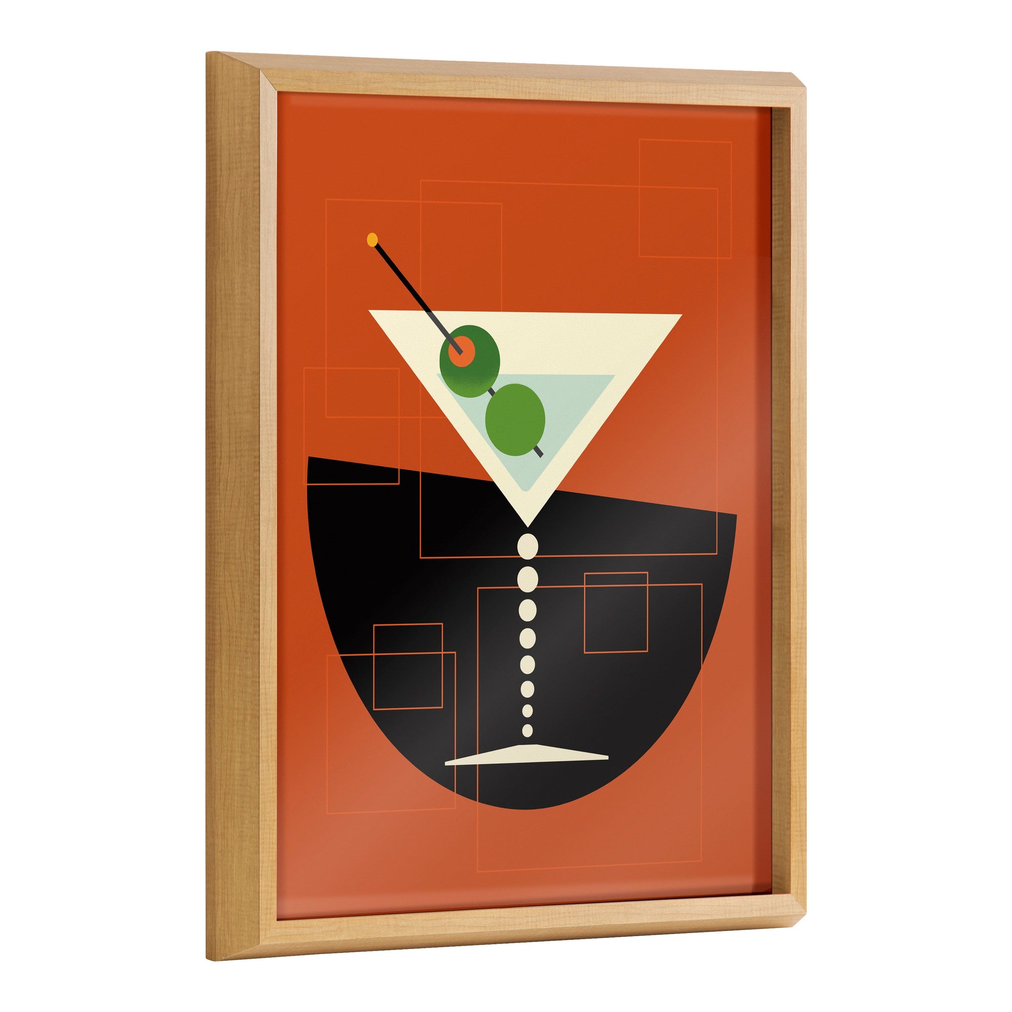 Blake Martini mid-century modern framed printed art in gold polystyrene frame