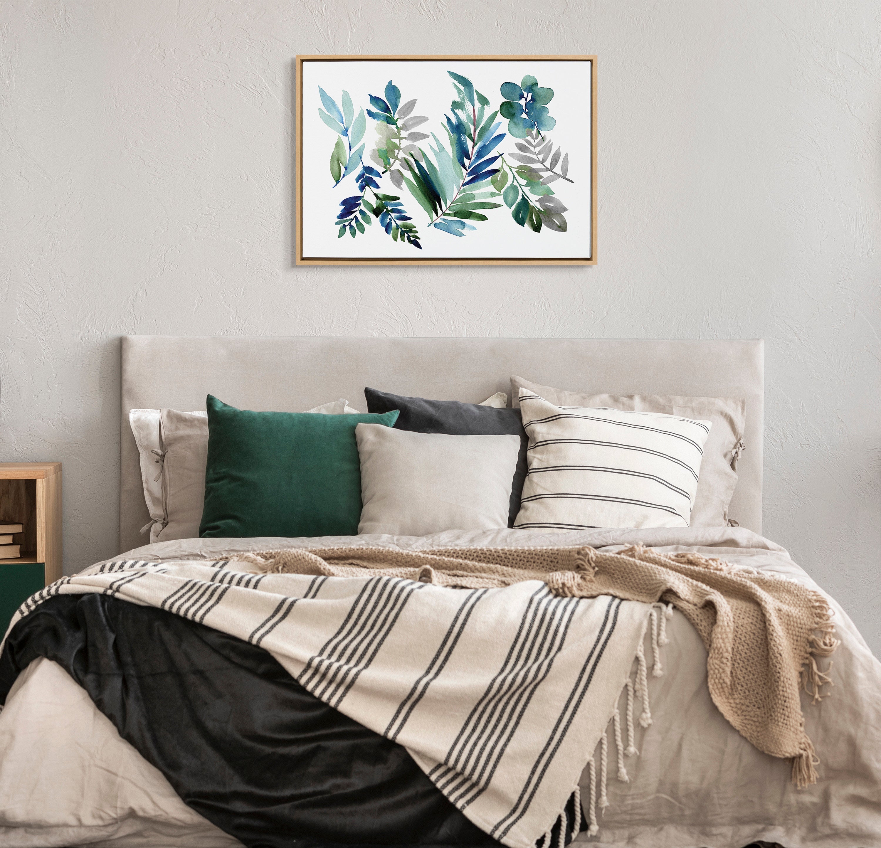 Sylvie Tropic Leaves Blue Framed Canvas by kateandlaurel - product image 13 for Resin Society