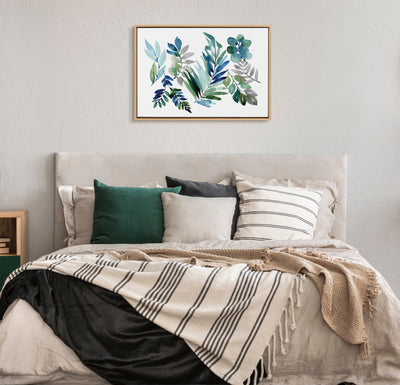Sylvie Tropic Leaves Blue Framed Canvas by kateandlaurel - product image 13 for Resin Society
