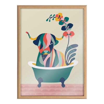 Blake Mid Century Modern Cow in Bathtub Framed Printed Glass by kateandlaurel - product image 19 for Resin Society