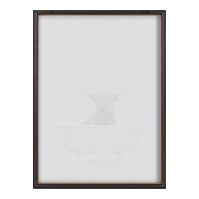 Blake Highland Cow Solo Bathtub Framed Printed Glass by Amy Peterson Art Studio