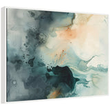 Sylvie Ethereal Ink I – a framed floating canvas art featuring abstract ink patterns in soft neutral tones by Amy Lighthall