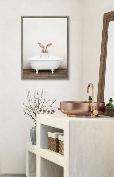 Sylvie Bunny in Rustic Bath Framed Canvas by kateandlaurel - product image 10 for Resin Society
