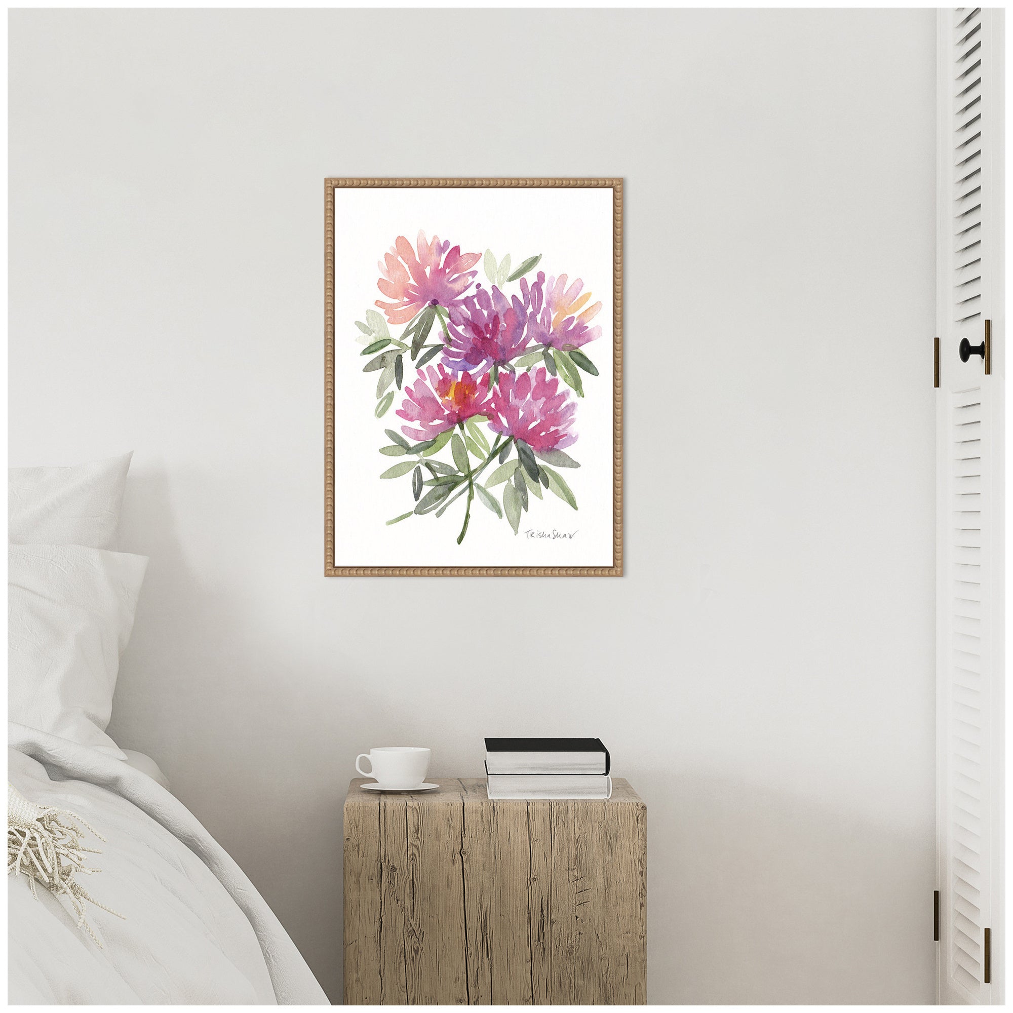 Sylvie Abstract Watercolor Pink Floral Framed Canvas by Patricia Shaw