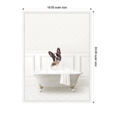 Sylvie French Bulldog in White Bathtub Framed Canvas by Amy Peterson