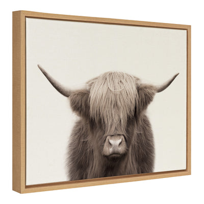 Sylvie Hey Dude Highland Cow Color Framed Canvas by The Creative Bunch