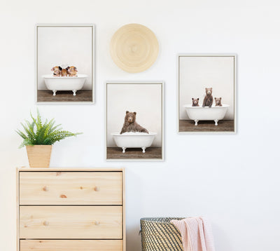 Sylvie Three Little Bears in Vintage Bathtub Framed Canvas