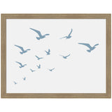 Framed wall art print titled Seagulls White Background by Jolly and Dash showing seagull images on a white background.
