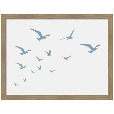 Framed wall art print titled Seagulls White Background by Jolly and Dash showing seagull images on a white background.