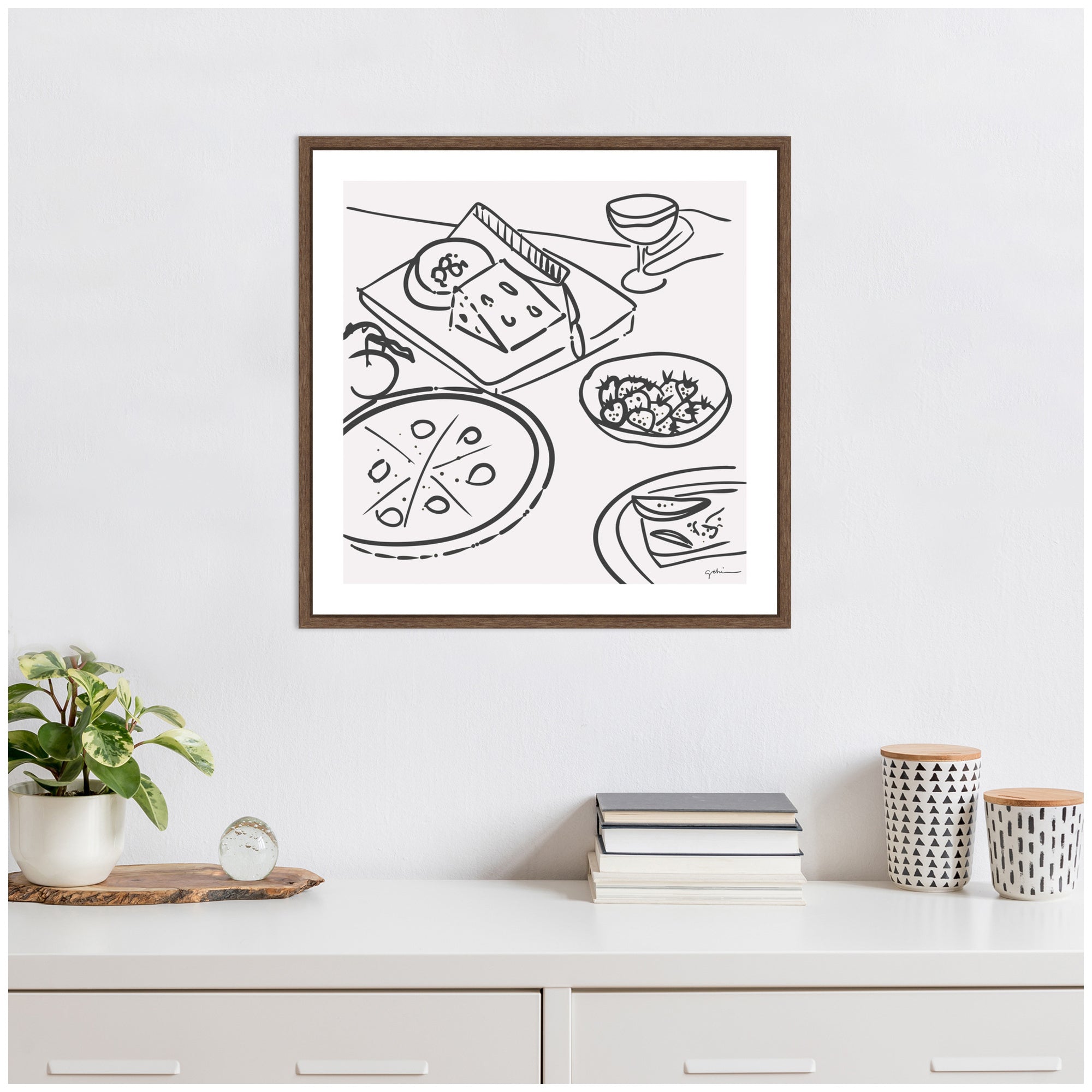 Dinner Club by Gabrielly Guedes Framed Canvas Wall Art Print