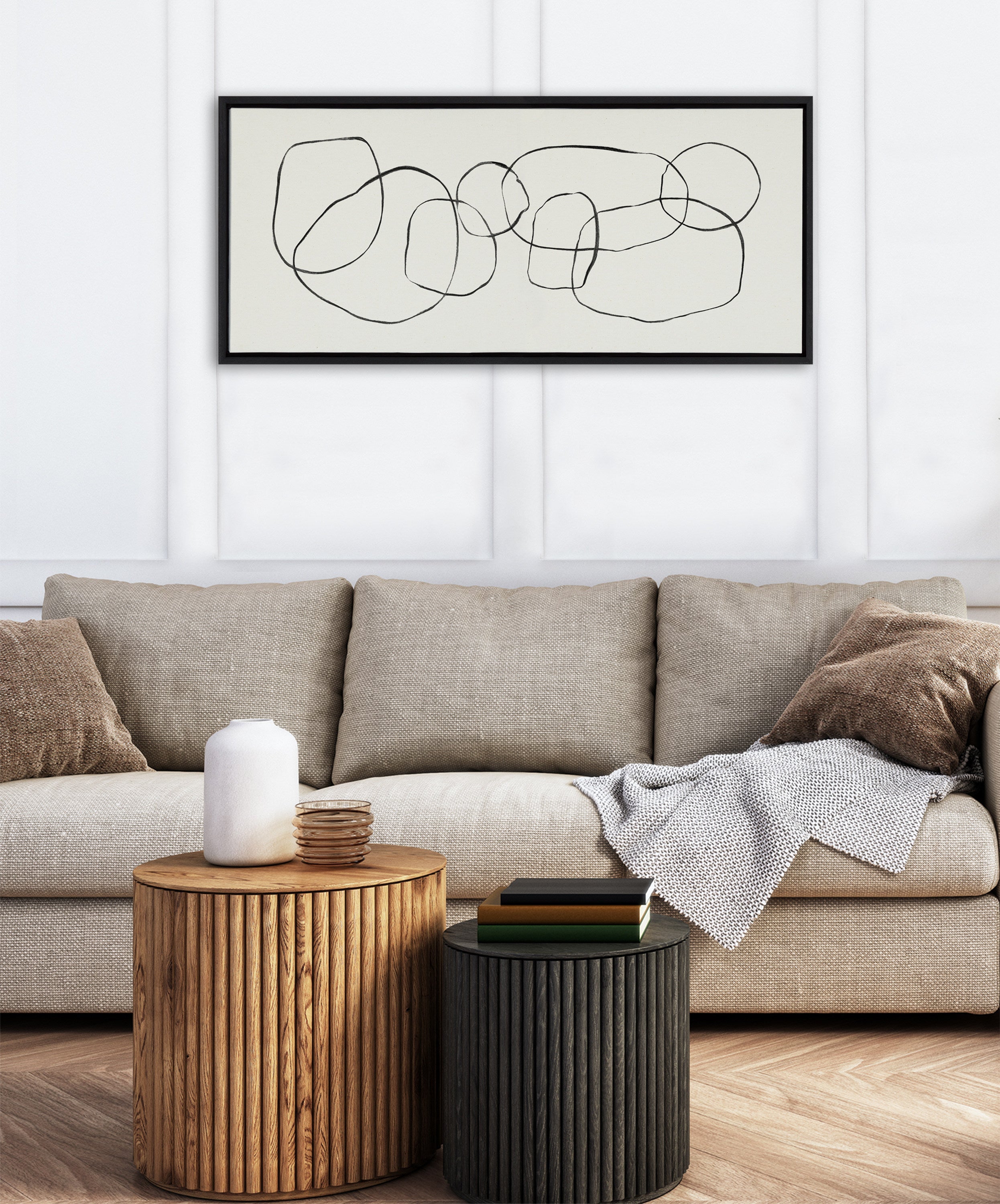 Sylvie Dancing Circles Framed Canvas