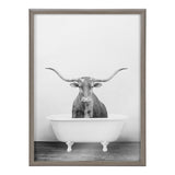 Blake Longhorn BW Bathroom Framed Printed Glass by kateandlaurel - product image 2 for Resin Society