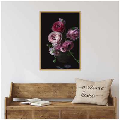 Sylvie Moody Dark Pink Floral Bouquet Framed Canvas by Kristy Campbell