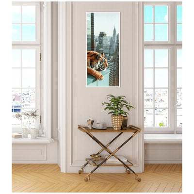 Sylvie Urban Tiger Overlooking Manhattan Framed Canvas by Michael Schauer